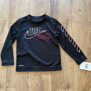 NEW Nike Kids Black and Red Long Sleeve Tee